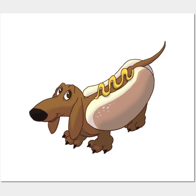 Dachshund in Hot Dog Costume Wall Art by LobitoWorks